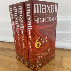 Maxell High Grade T-120 VHS Blank Video Tapes 6 Hours Each 4 Pack Sealed